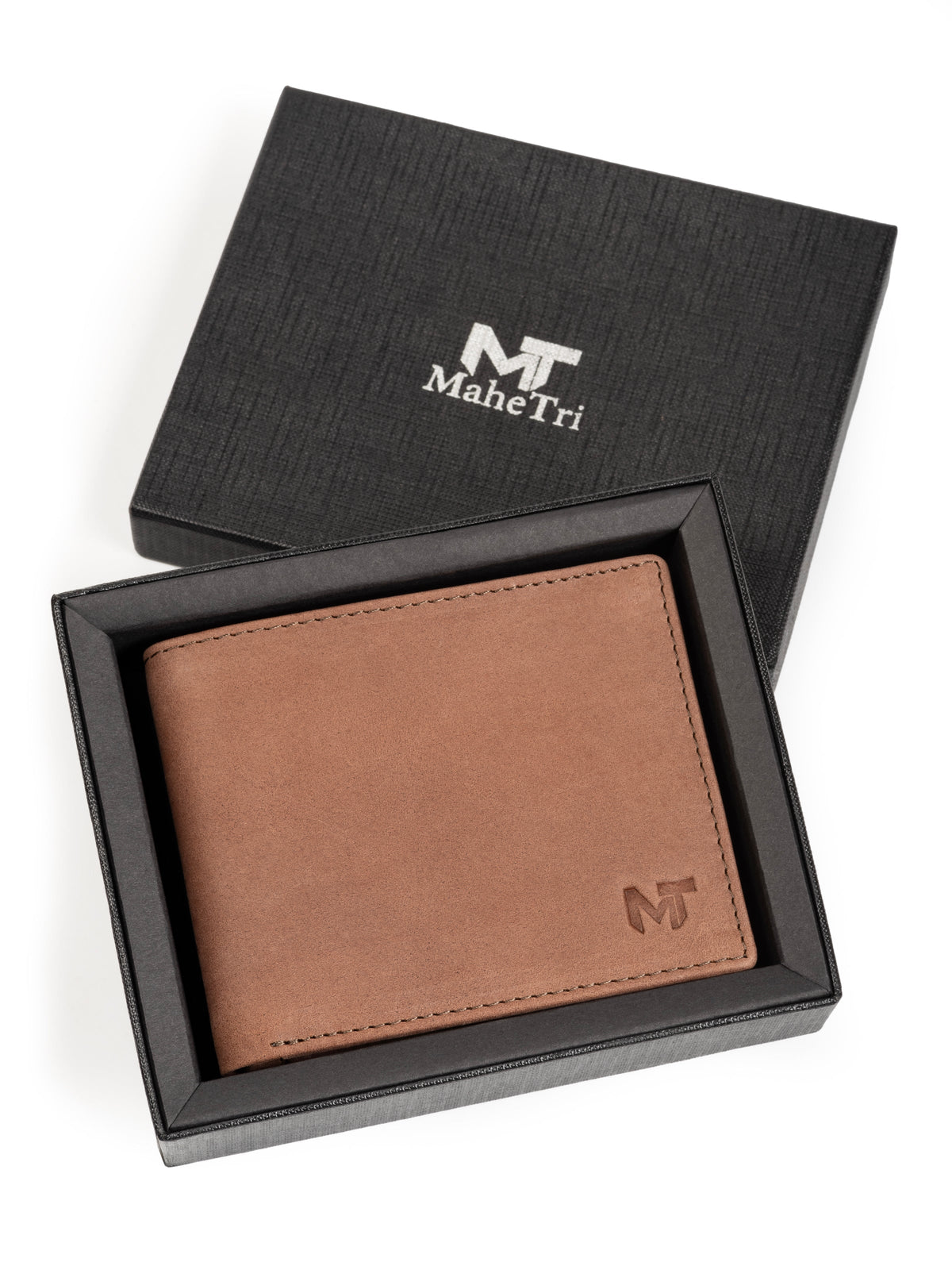 Matte tan brown leather slim wallet, view 3