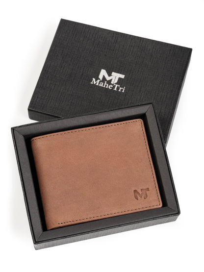 Matte tan brown leather slim wallet, view 3