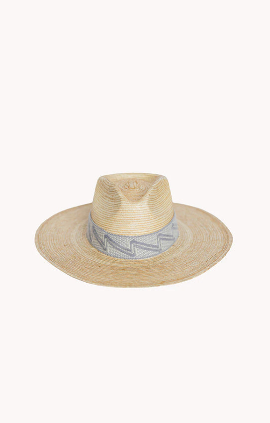 Natural palm leaf straw Western hat with a woven band