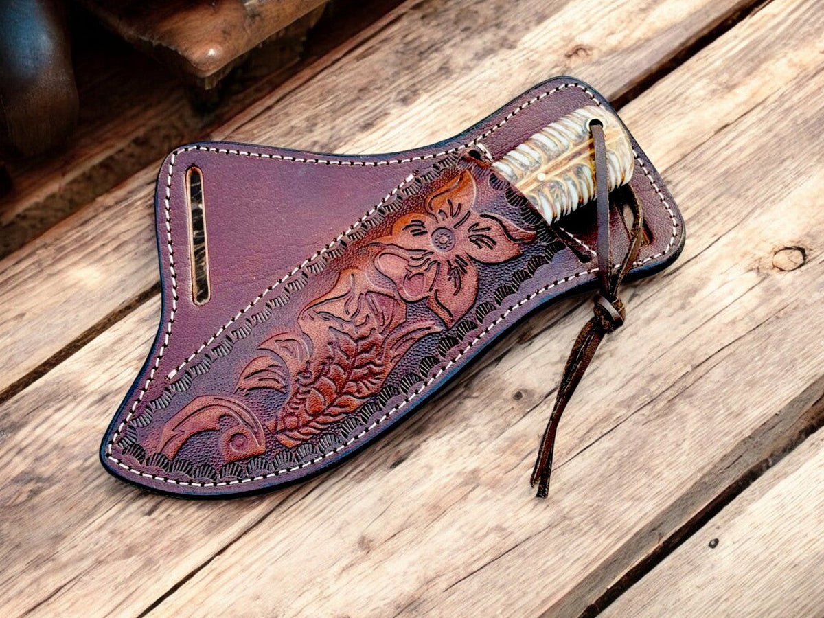 Handmade ranch knife with rasp steel blade, view 4