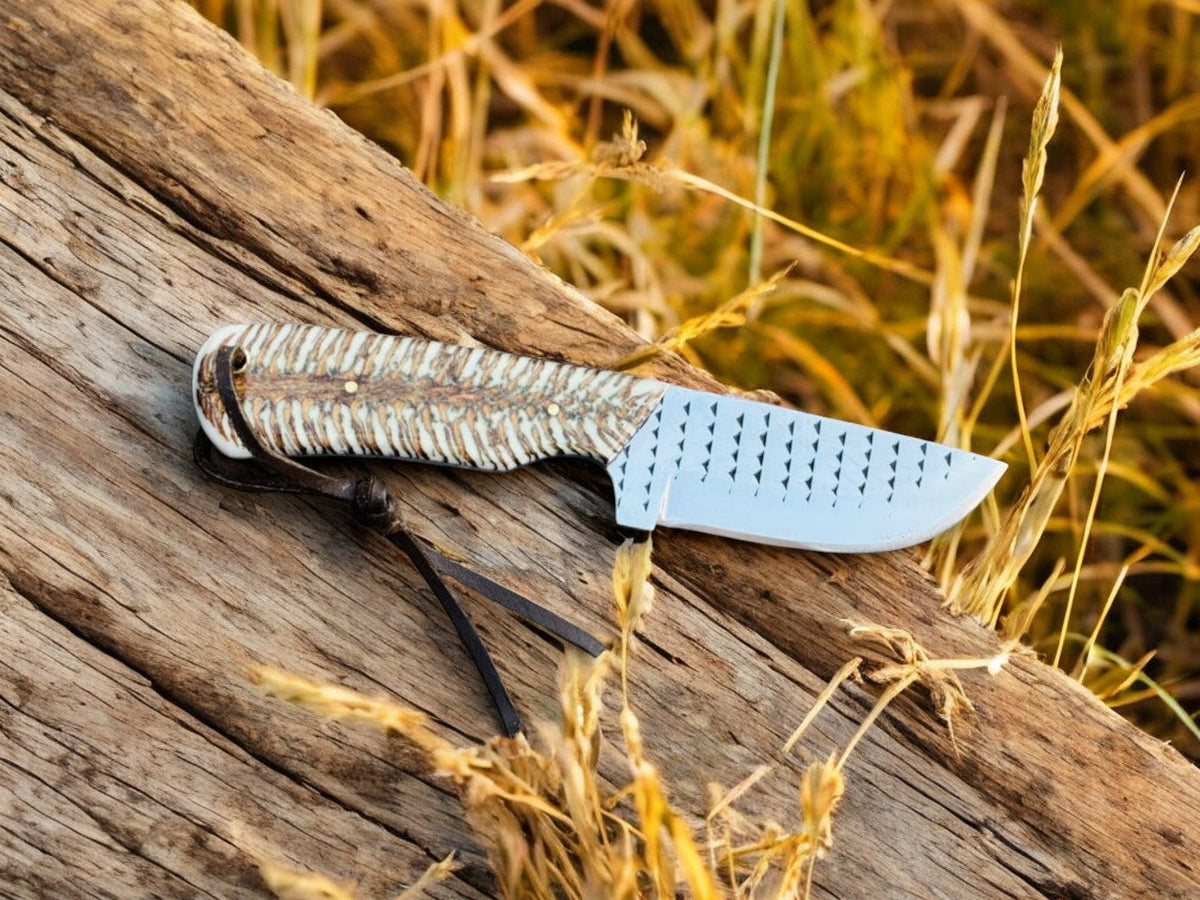 Handmade ranch knife with rasp steel blade, view 2