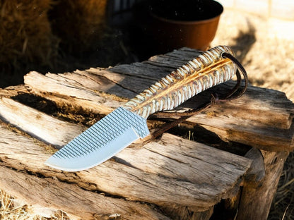 Handmade ranch knife with cross-draw leather sheath, view 3