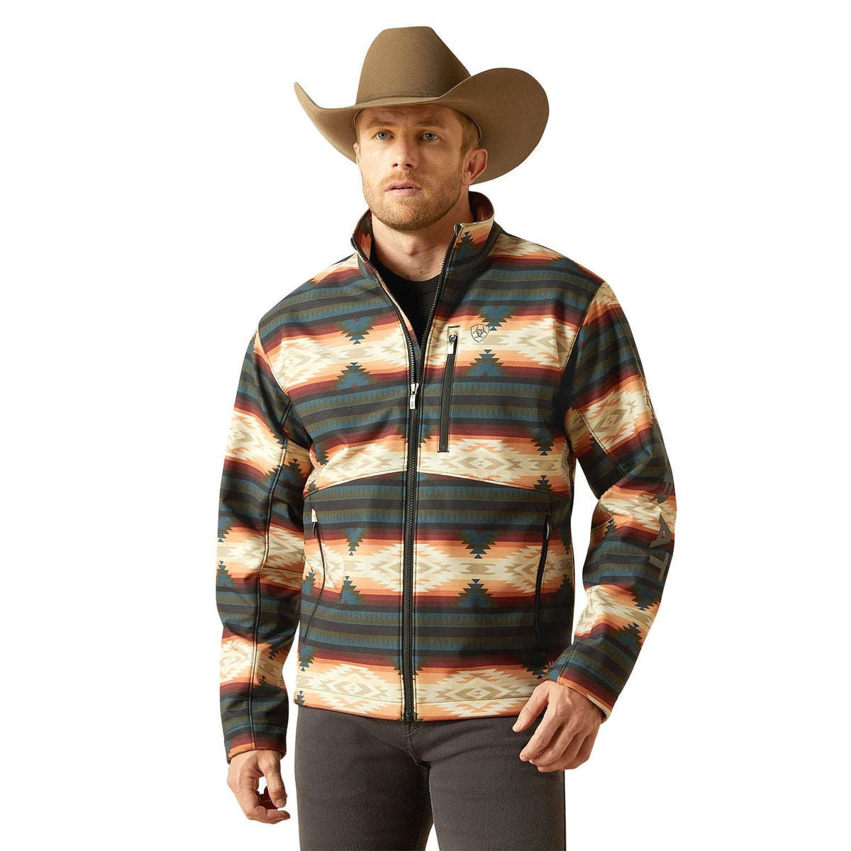 Serape print stretch softshell jacket, view 1