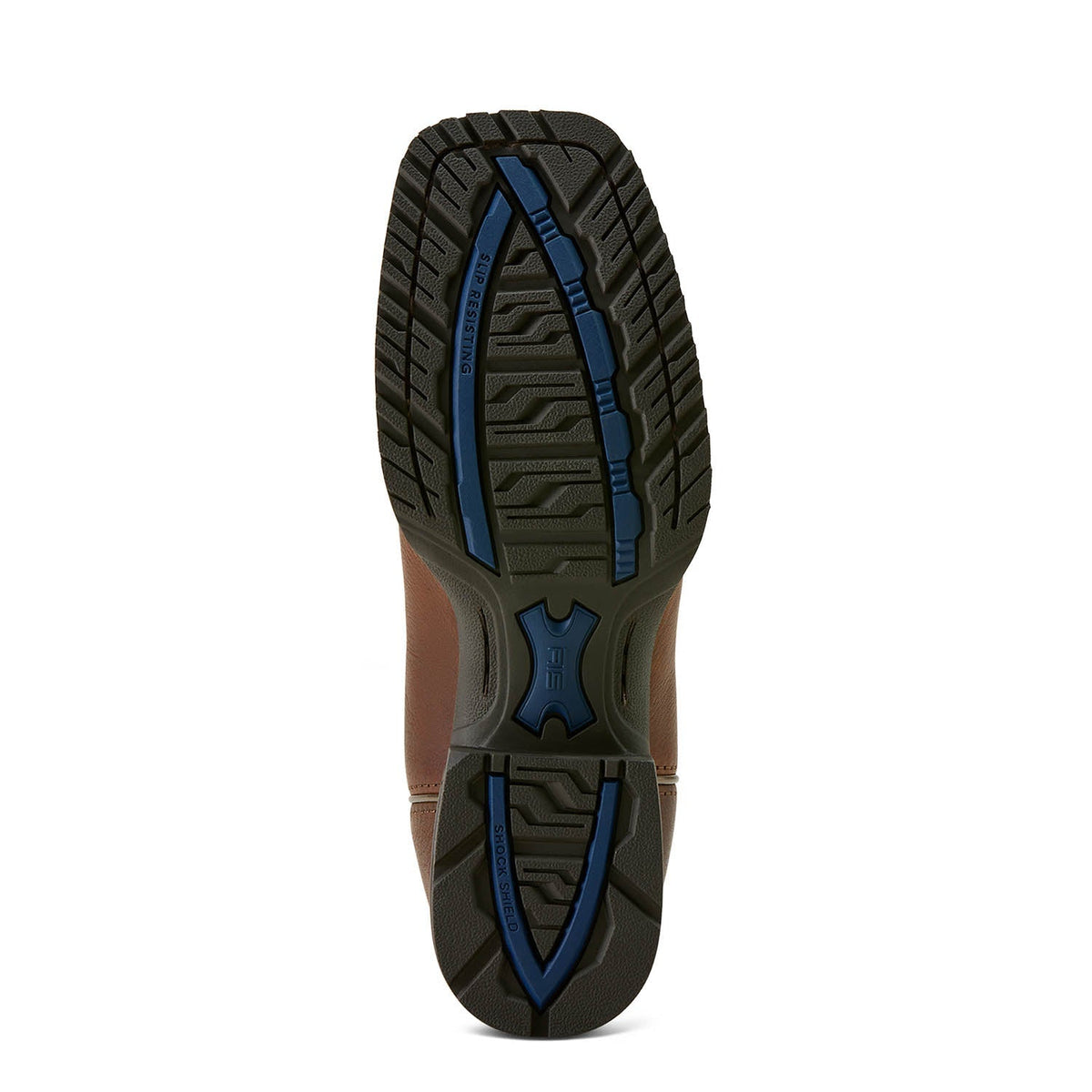 The Ariat Hybrid Ranchwork Boot, peanut and worn denim, view 7