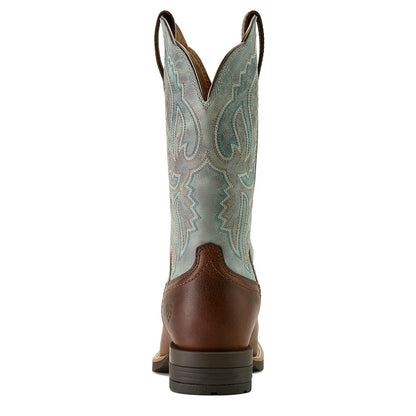 The Ariat Hybrid Ranchwork Boot, peanut and worn denim, view 5
