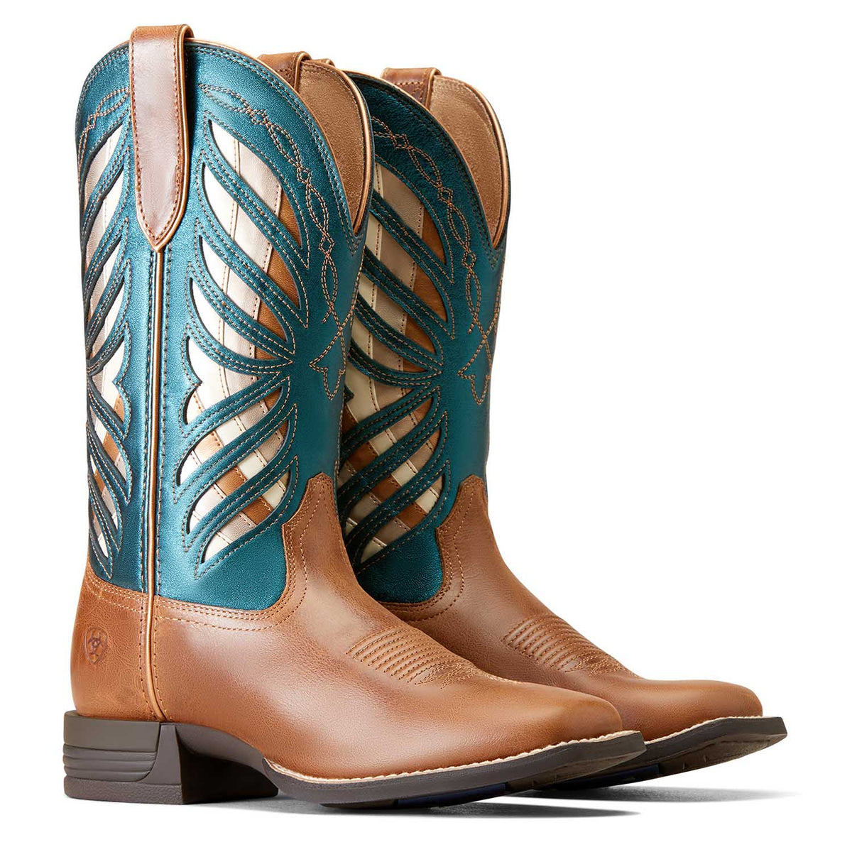 The Ariat Longview Western Boot, Brown and Teal