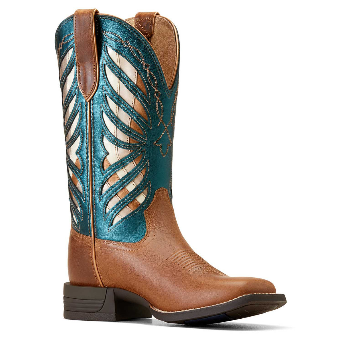 The Ariat Longview Western Boot, Brown and Teal
