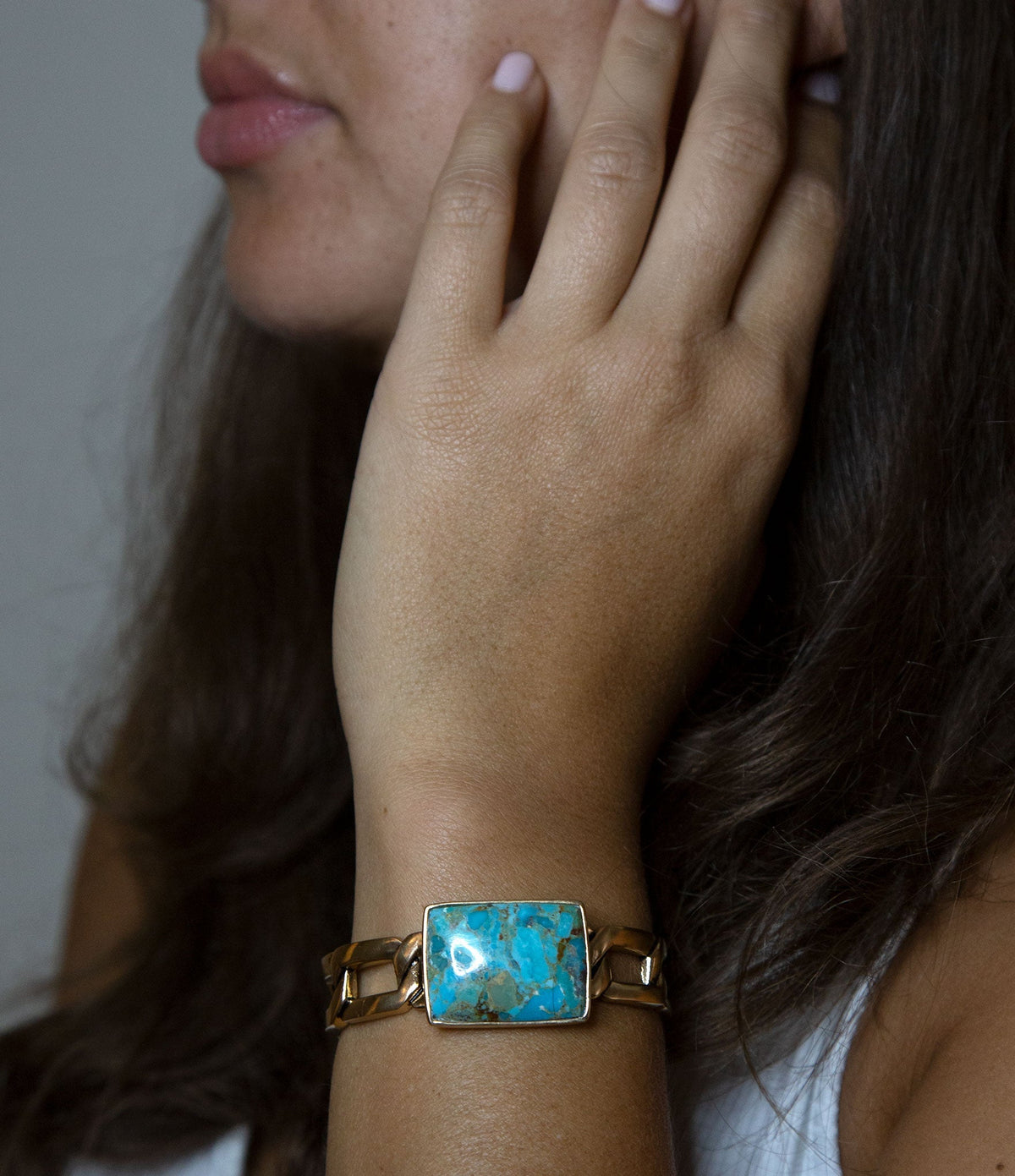 The Athena Turquoise Chain Cuff, view 2