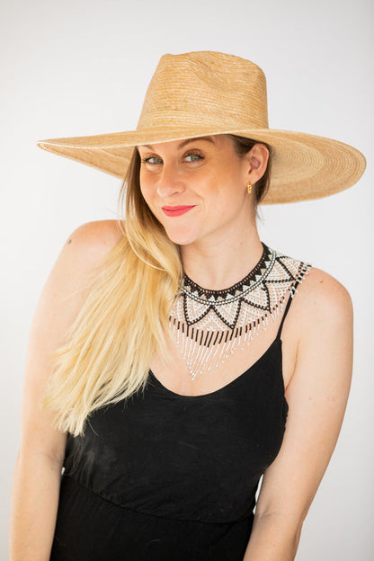 Black Cascade Beaded Hat Necklace by Andeana Hats