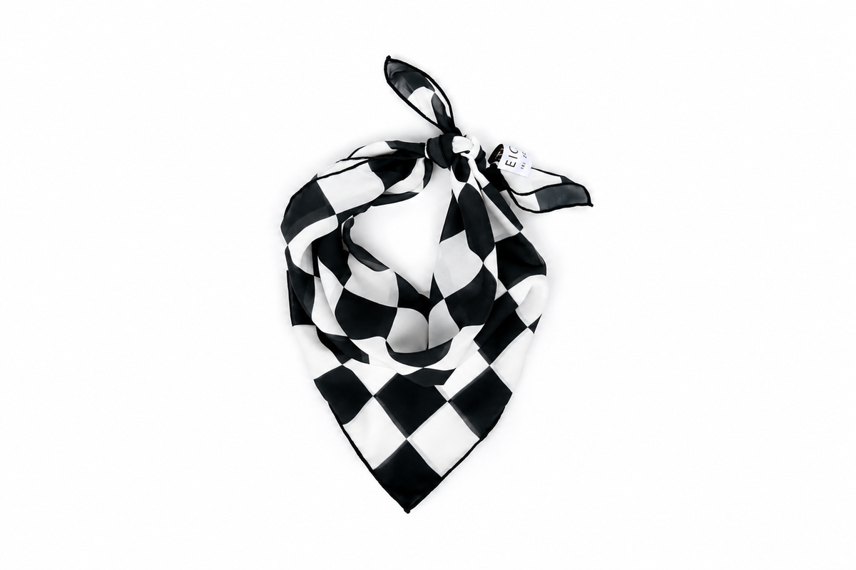 Checkered chiffon scarf, view 3