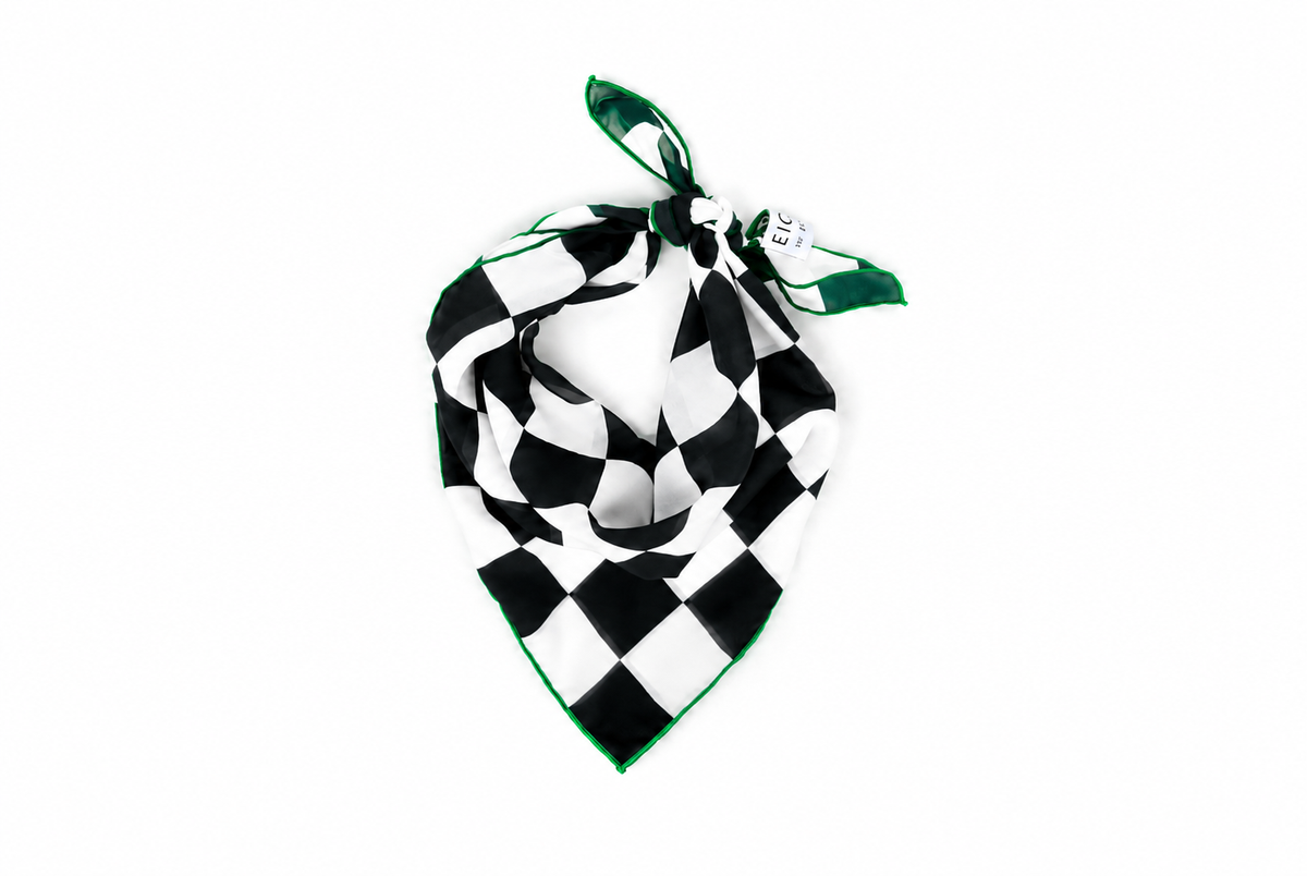 Checkered chiffon scarf, view 8