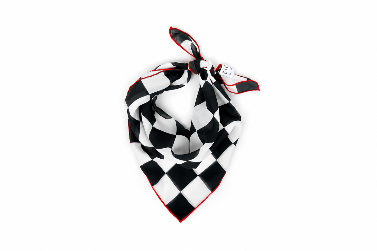 Checkered chiffon scarf