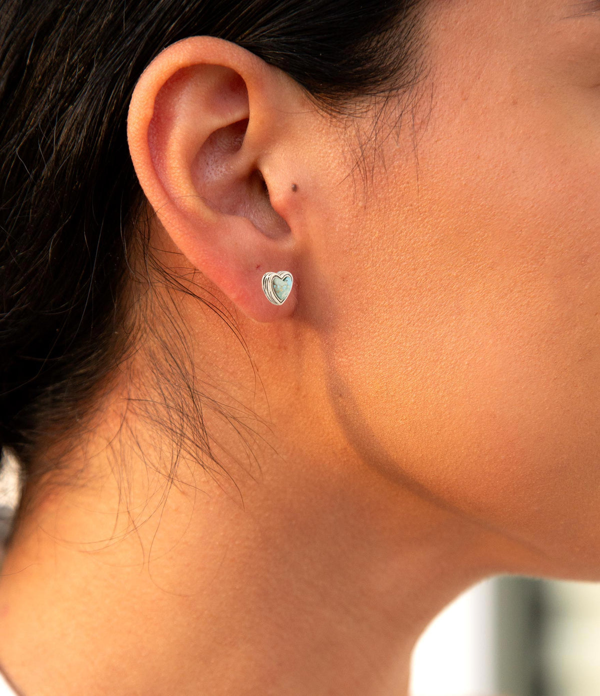 The Turquoise Heart Studs, view 2