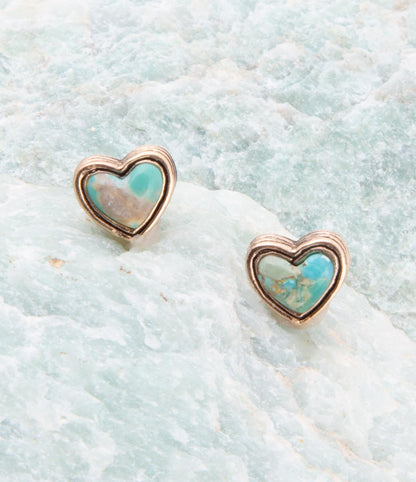 The Turquoise Heart Studs, view 3