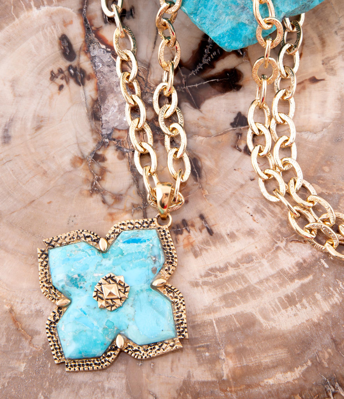 The Turquoise Maltese Cross Pendant, view 3