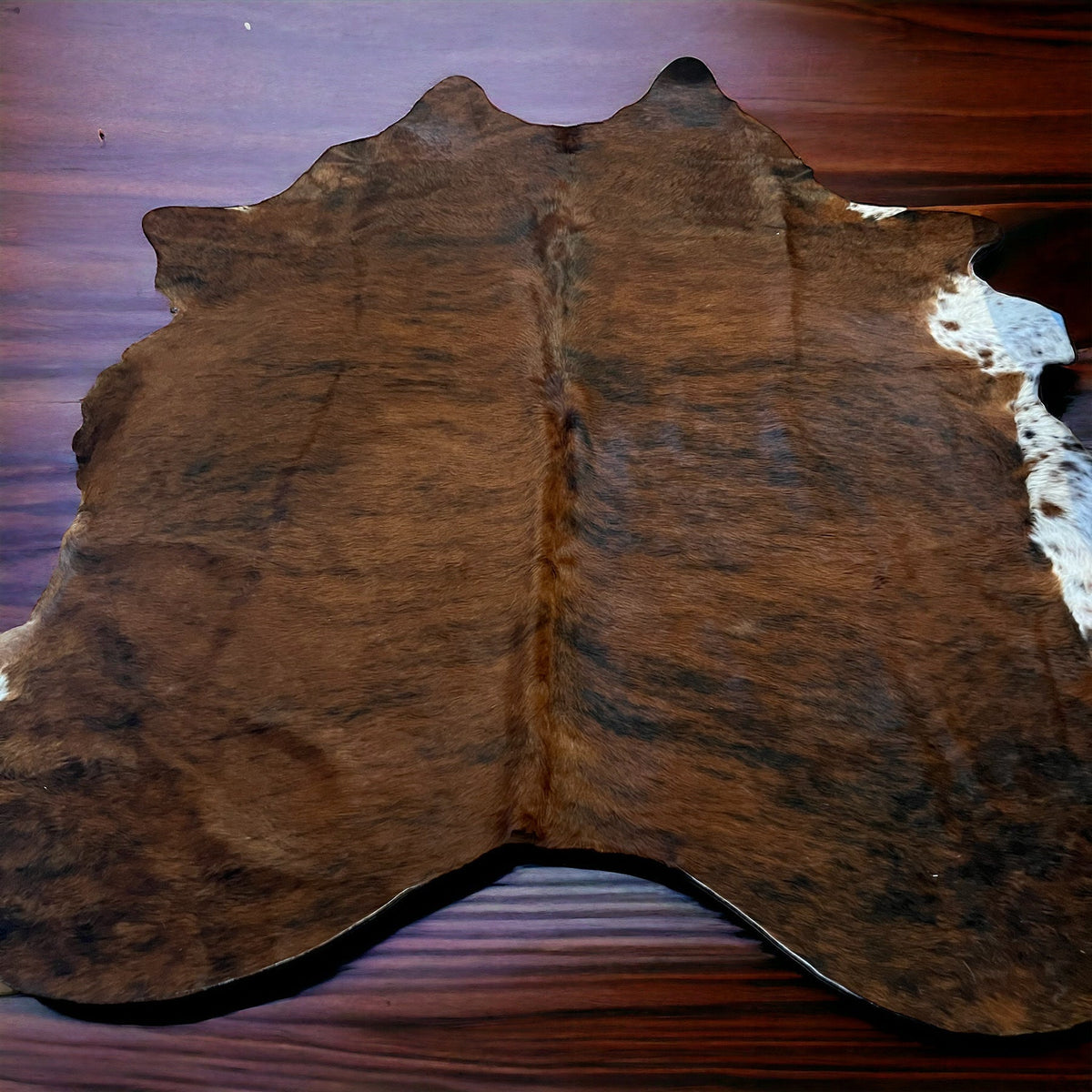 Jumbo brindle Brazilian cowhide rug, view 2