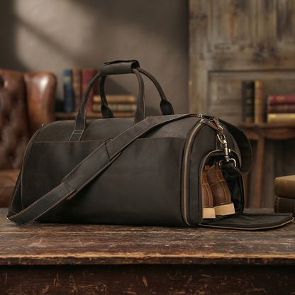 The Convertible Leather Garment Weekender