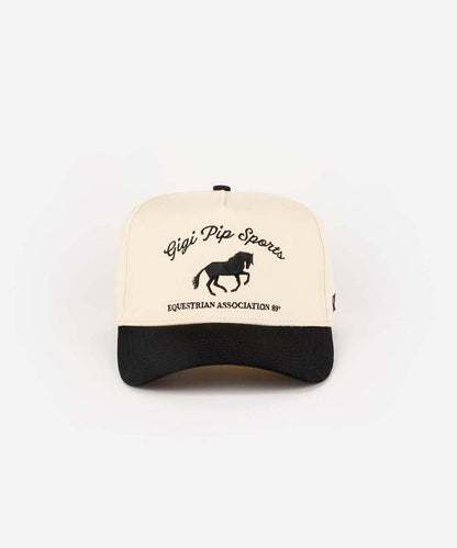 Retro Structured Trucker Hat in Cream and Black by Gigi Pip