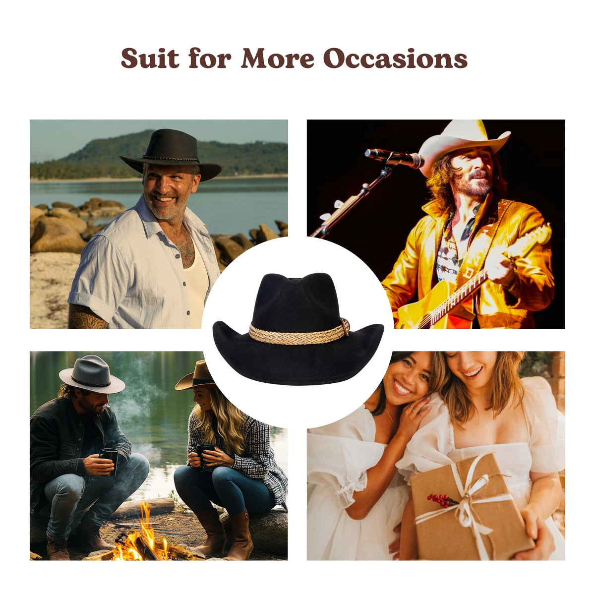 Dusty Trail Black Cowboy Hat by Mix Brown, view 2