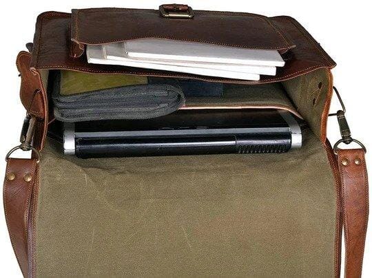 Natural Brown Laptop Messenger by Classy Leather Bags, view 3