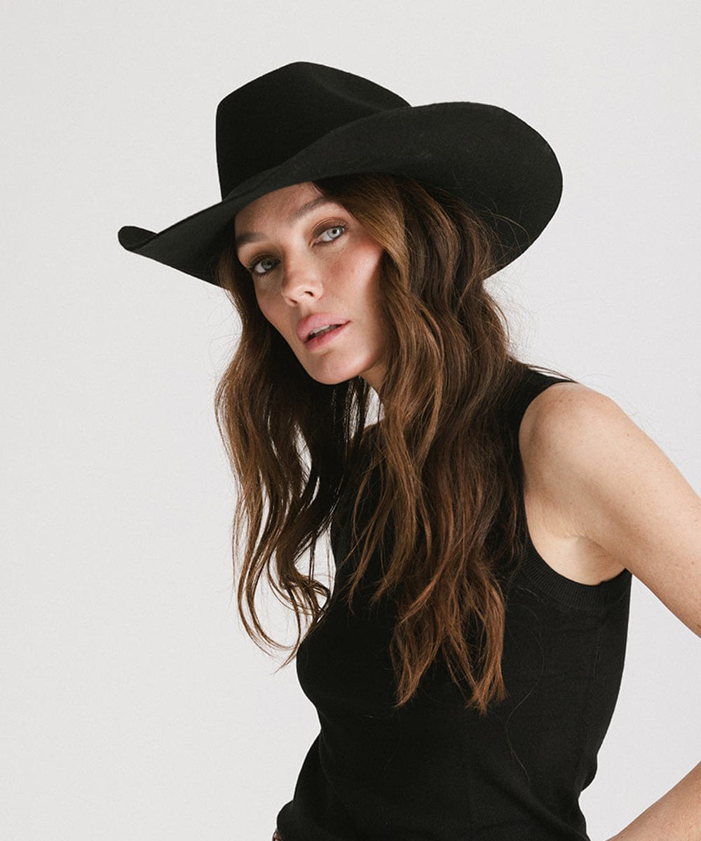 Shane felt cowboy hat with brick-top crown and upturned brim by Gigi Pip, view 21