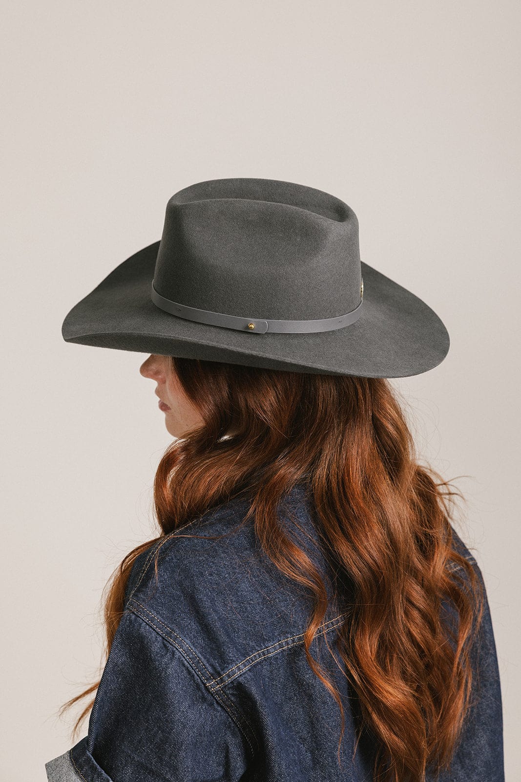 Shane felt cowboy hat with brick-top crown and upturned brim by Gigi Pip, view 13