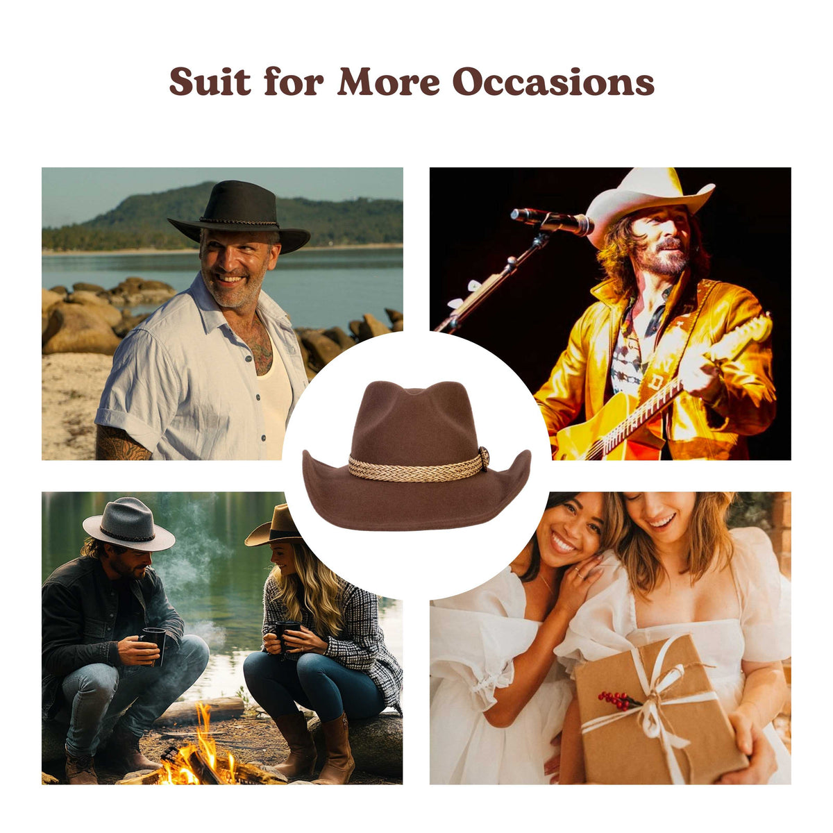 Frontier Trail Brown Cowboy Hat by Mix Brown, view 2