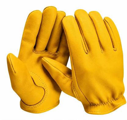 Gold tan American deerskin short wrist leather gloves