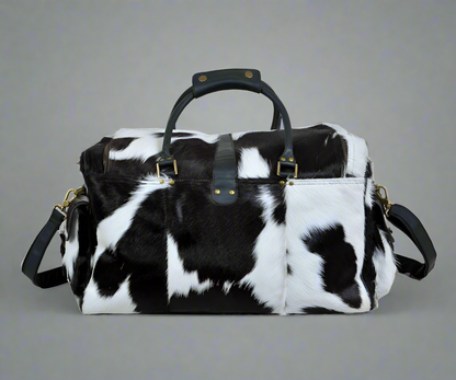 Black and White Cowhide Duffel by Classy Leather Bags