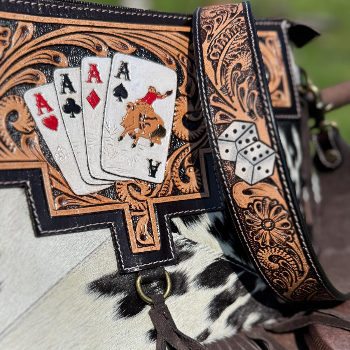 The Aces & Dice Cowhide Purse & Clutch, view 6