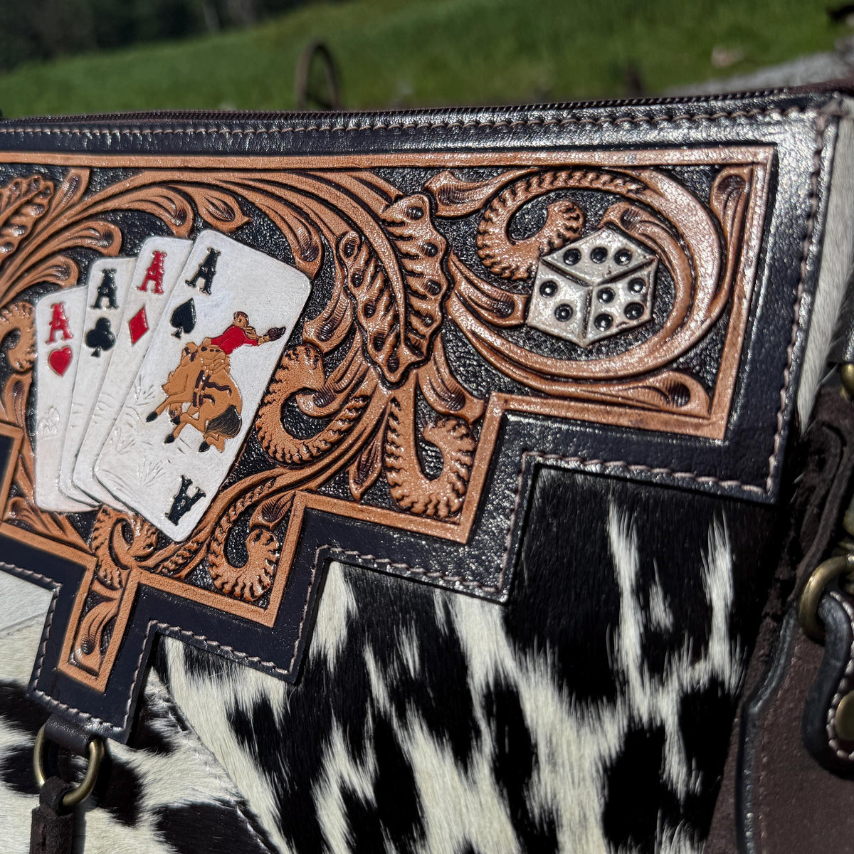 The Aces & Dice Cowhide Purse & Clutch, view 7