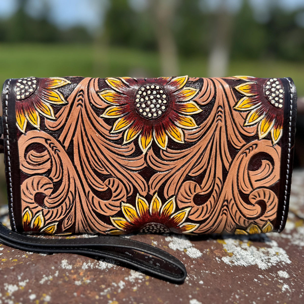 The Painted Floral Cowhide Purse & Clutch, view 5