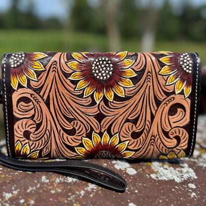 The Painted Floral Cowhide Purse & Clutch, view 5
