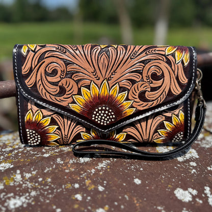 The Painted Floral Cowhide Purse & Clutch, view 4