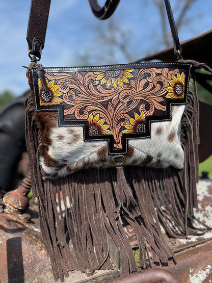 The Painted Floral Cowhide Purse & Clutch, view 2