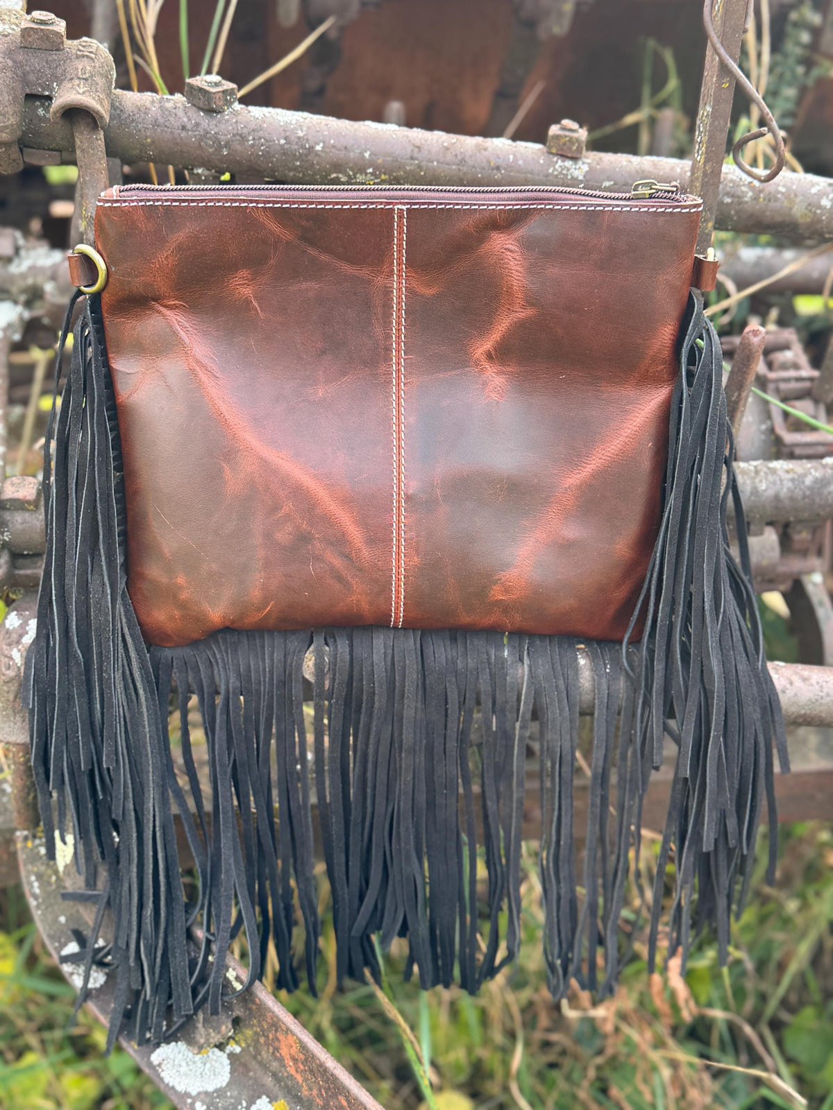 The Black and Turquoise Fringe Purse, view 4
