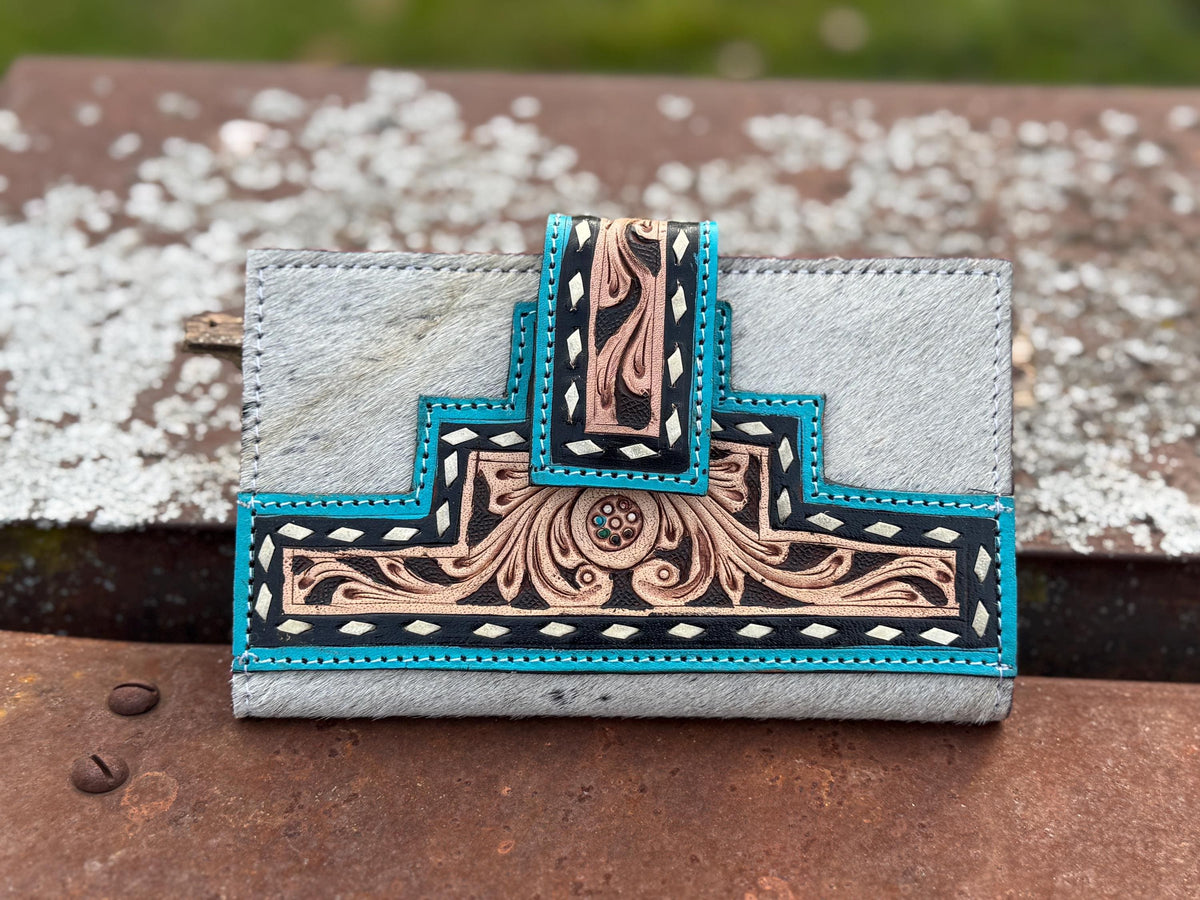 The Black and Turquoise Fringe Purse, view 7