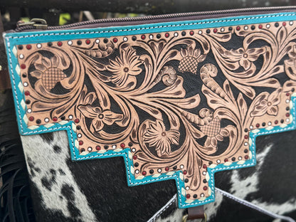 The Black and Turquoise Fringe Purse, view 5