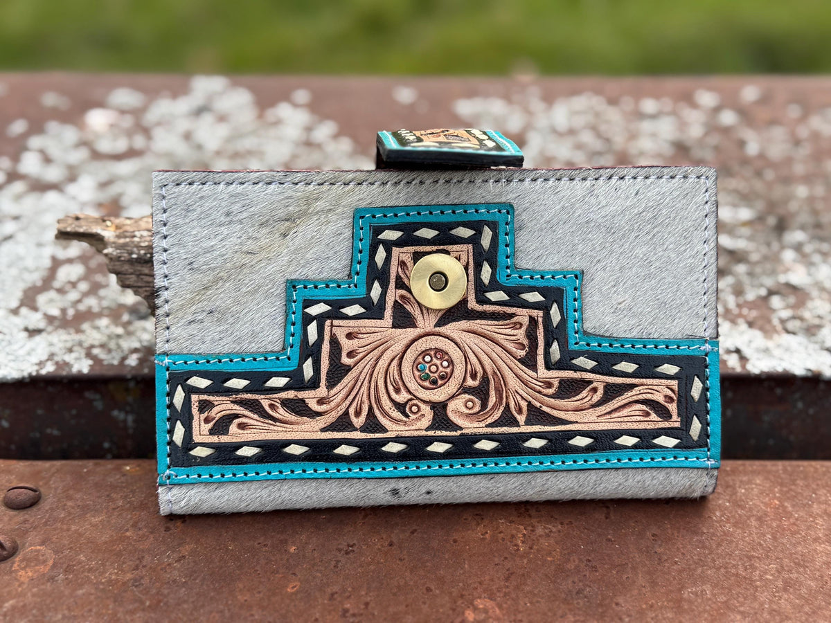 The Black and Turquoise Fringe Purse, view 9