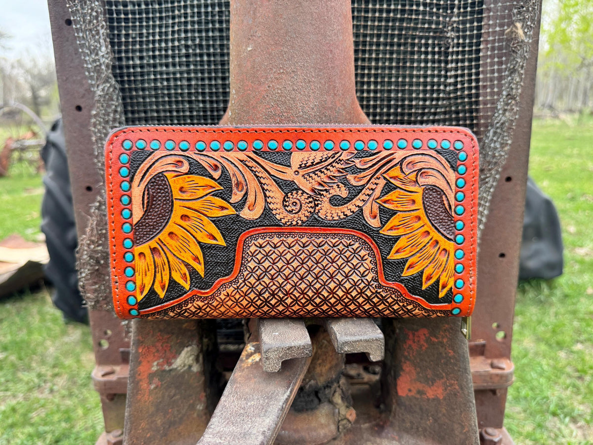 The Sunflower Tooled Wallet