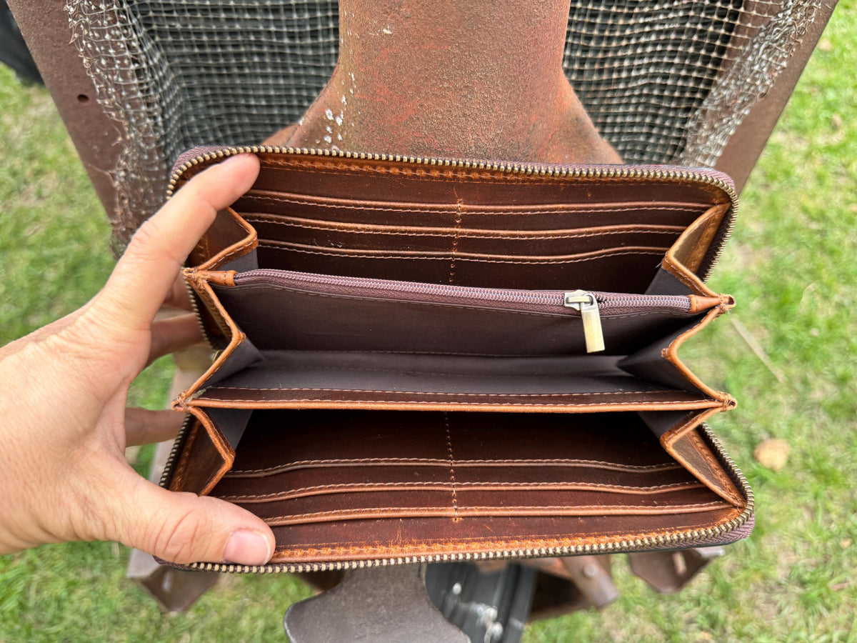 The Sunflower Tooled Wallet, view 3