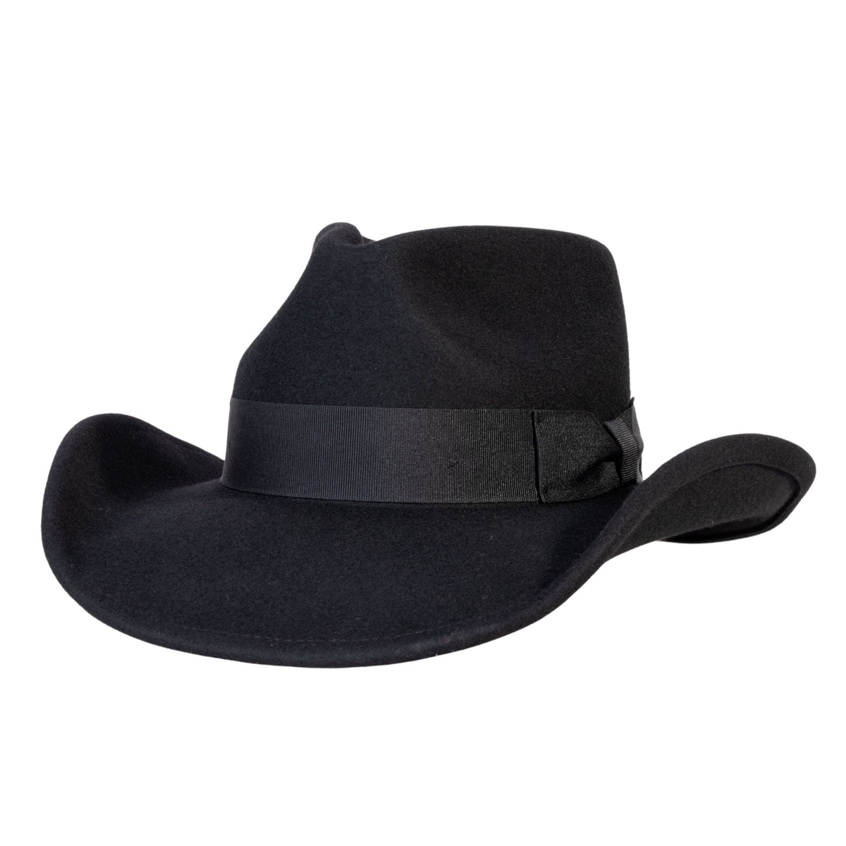 Black wool felt cowboy hat with stitched detailing