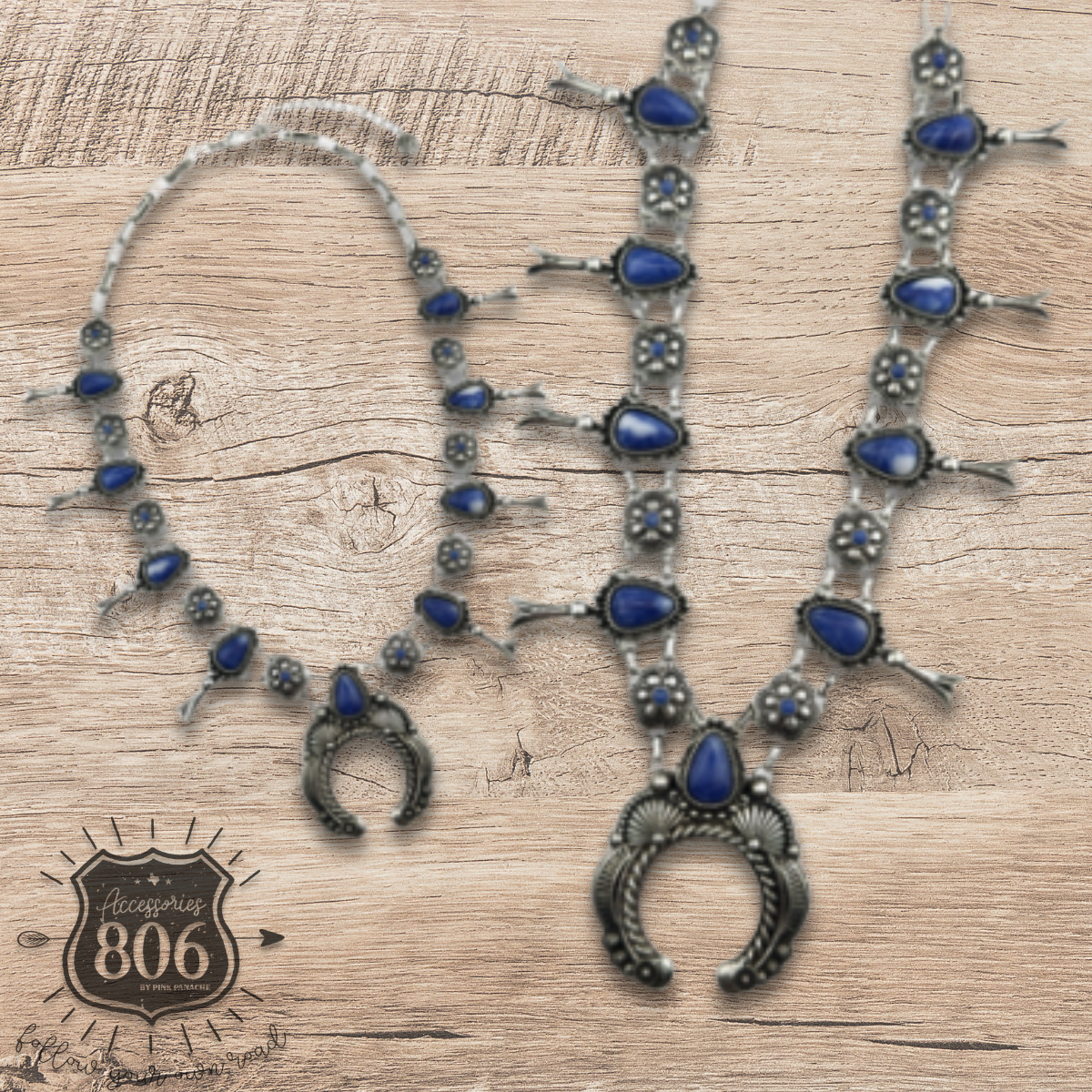 The Denim Stone Concho Squash Necklace
