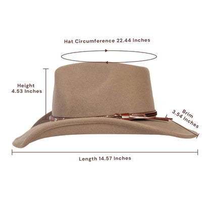 Bronze-toned wool felt cowboy hat with structured crown, view 4
