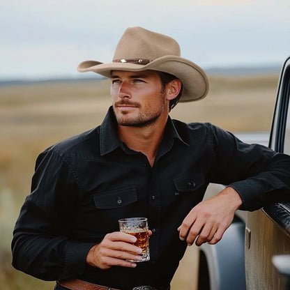 Bronze-toned wool felt cowboy hat with structured crown, view 2