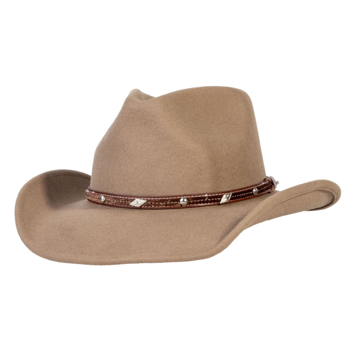 Bronze-toned wool felt cowboy hat with structured crown