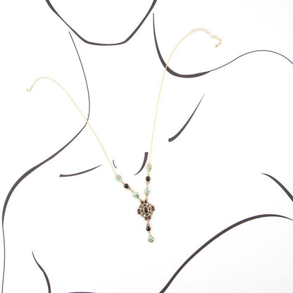 The Barcelona Turquoise and Onyx Y-Necklace, view 4