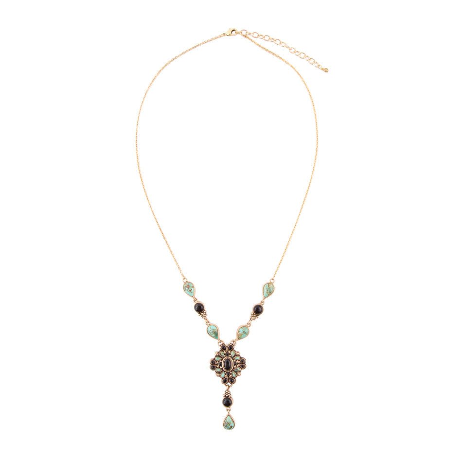 The Barcelona Turquoise and Onyx Y-Necklace, view 5