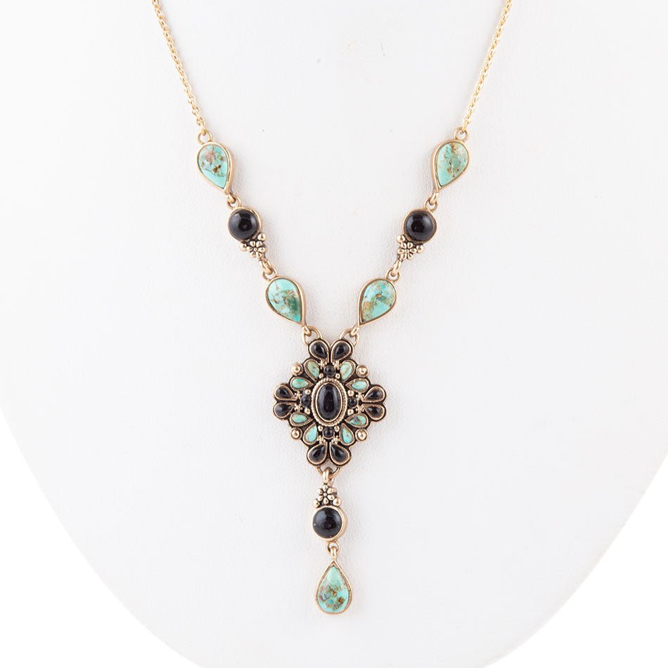 The Barcelona Turquoise and Onyx Y-Necklace