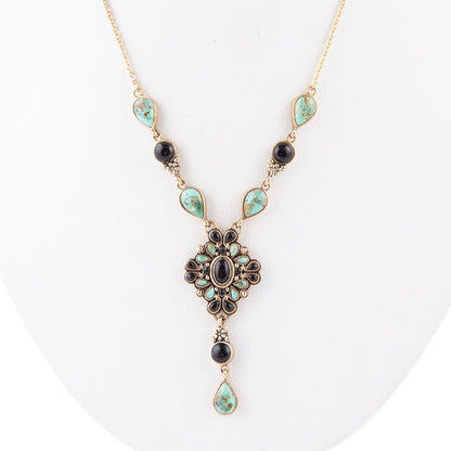 The Barcelona Turquoise and Onyx Y-Necklace